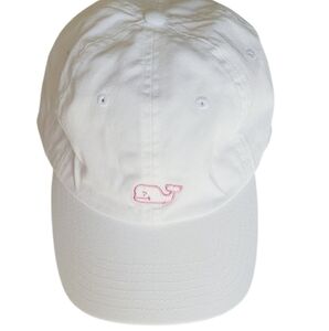 Vineyard Vines White Cap with Pink Whale Logo
